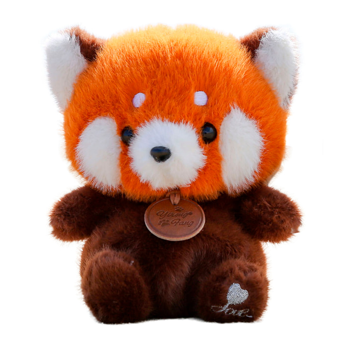 Peluche extrasuave y mullido. Diseño panda rojo. 17 cm.