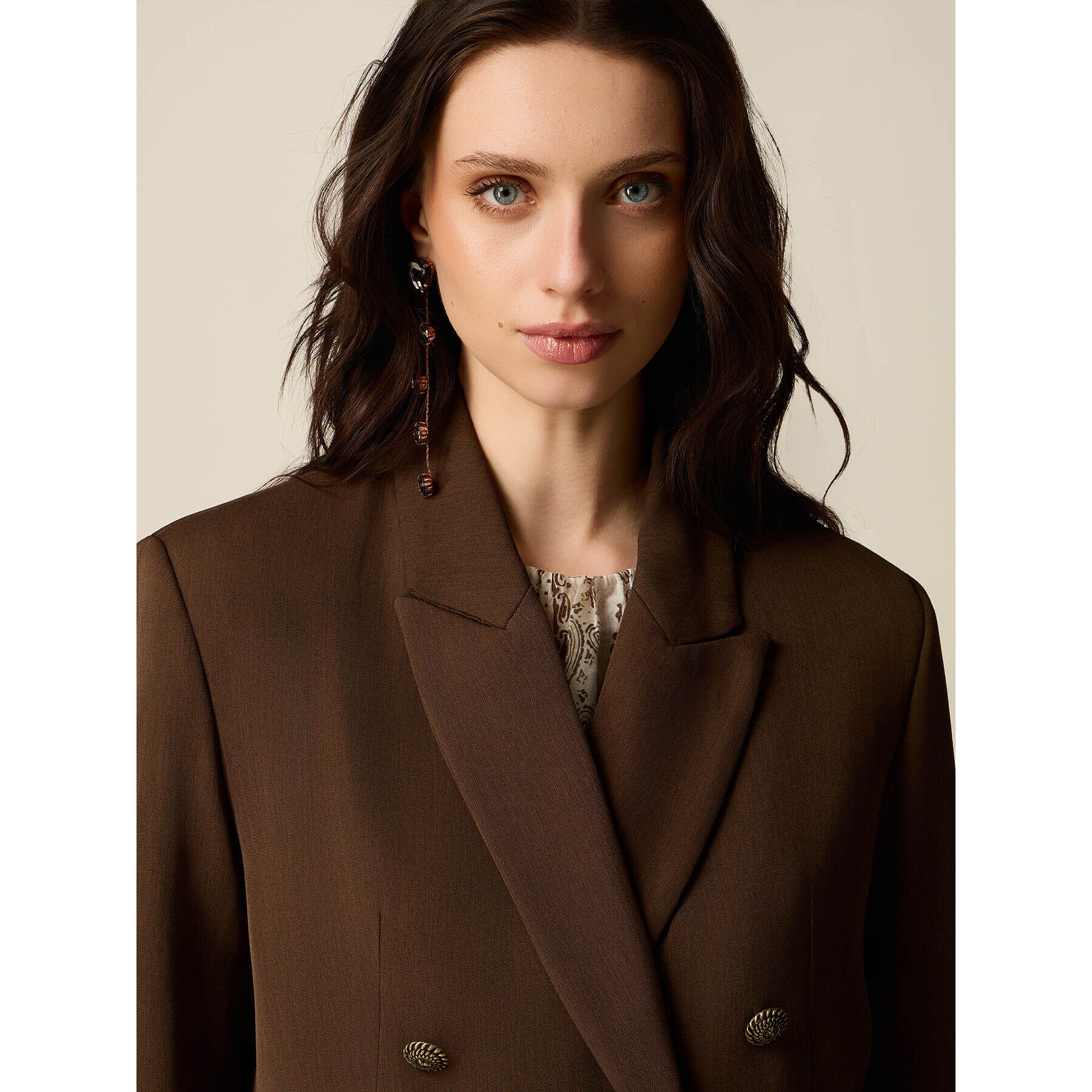Oltre - Blazer cropped doppiopetto - Marrone