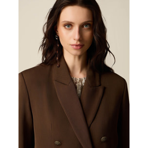 Oltre - Blazer cropped doppiopetto - Marrone