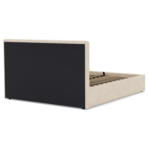 Beanie - lit coffre - 160x200 cm - en velours - sommier inclus - Beige