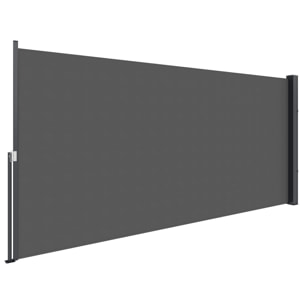 Store latéral brise-vue paravent rétractable de jardin dim. 3 x 1,4 m alu. polyester gris foncé