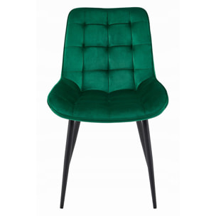 Set di 2 sedie Bera in velluto verde scuro e gambe nere