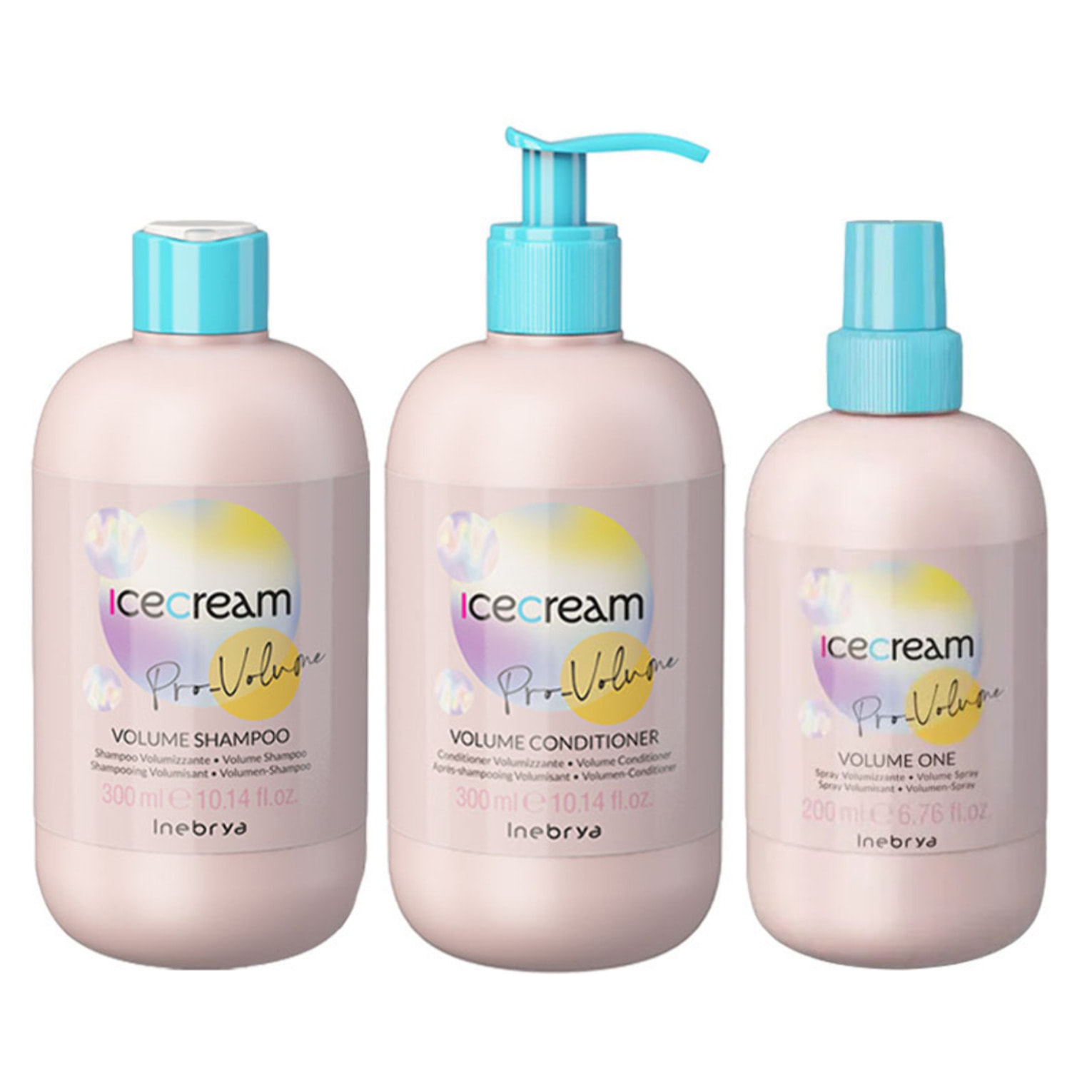 INEBRYA Kit Ice Cream Pro Volume Shampoo 300ml + Conditioner 300ml + Spray 200ml