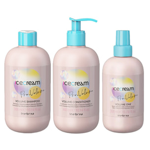 INEBRYA Kit Ice Cream Pro Volume Shampoo 300ml + Conditioner 300ml + Spray 200ml