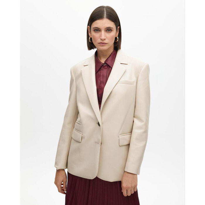 Blazer Dritto Effetto Pelle