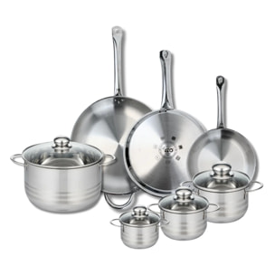 Ensemble de 3 Poêles de cuisson 24, 28 et 32 cm et 4 faitouts 12, 14, 16 et 24 cm Elo Profi Brillant
