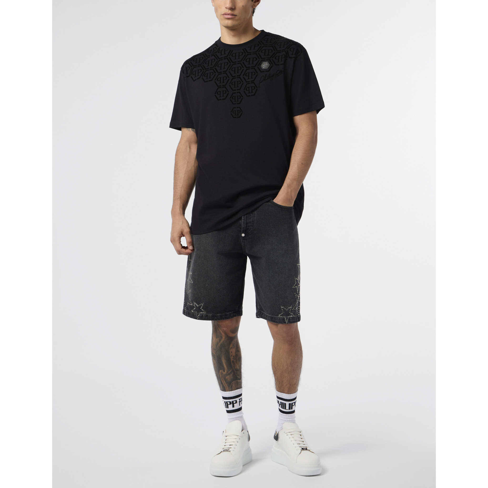 PHILIPP PLEIN Round Neck T-Shirt Degrade Monogram Monogram