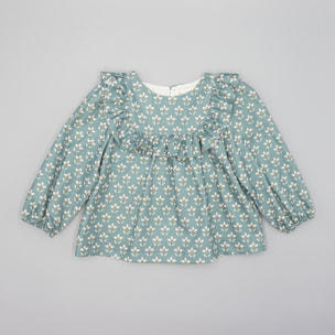 Camisa Verde De Viella Con Estampado Floral