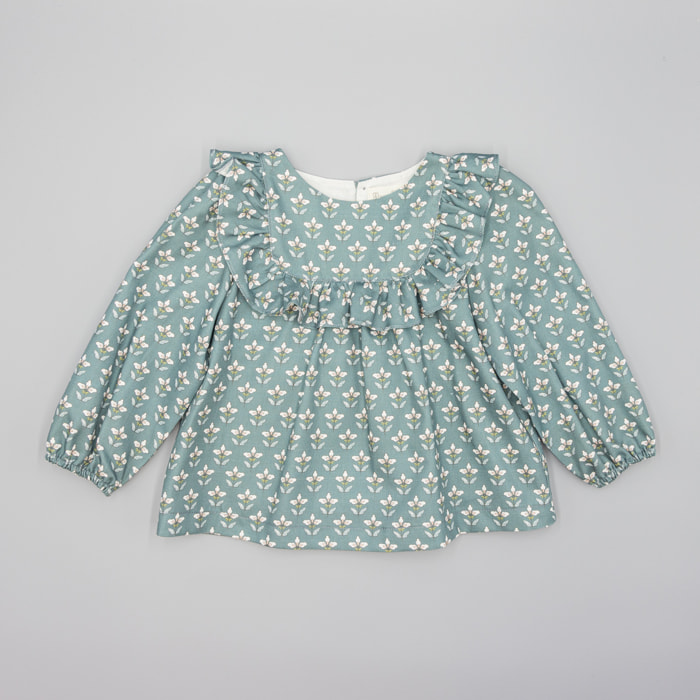 Camisa Verde De Viella Con Estampado Floral