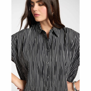 Elena Mirò - Camicia in cotone tinto filo - Nero