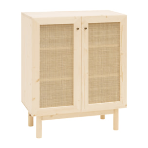 Buffet en bois de sapin et tressage de rotin 100x80 Hauteur: 100 Longueur: 80 Largeur: 40