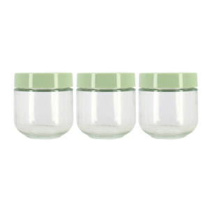 Lot de 3 boîtes hermétiques 30cl en verre et plastique vert