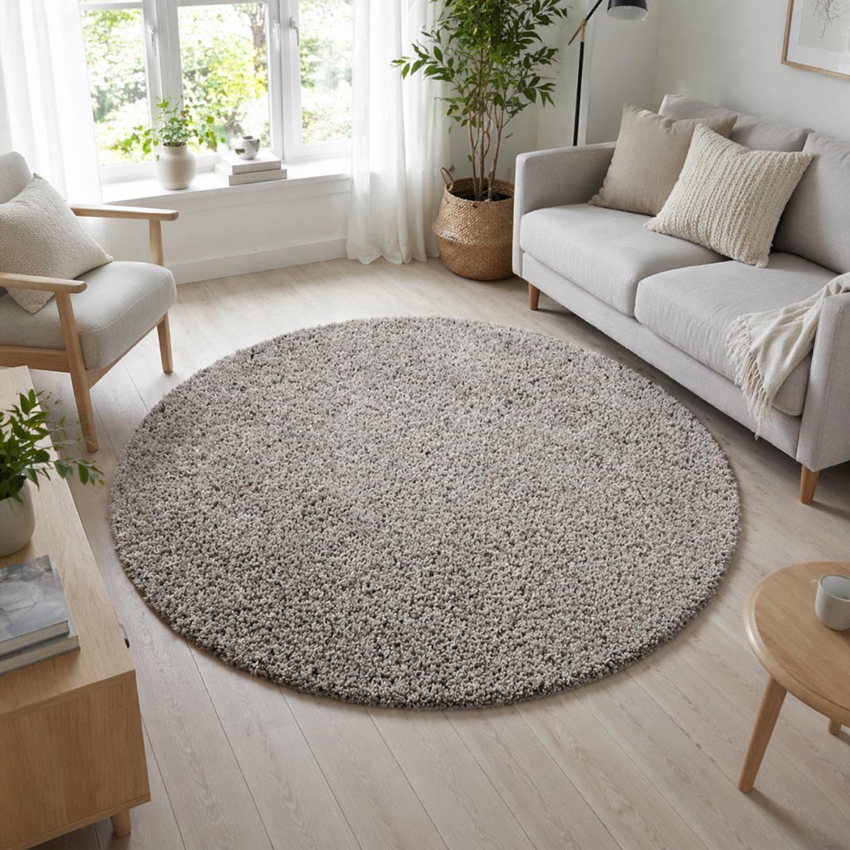 Tapis longs poils shaggy tissé motif uni TENI