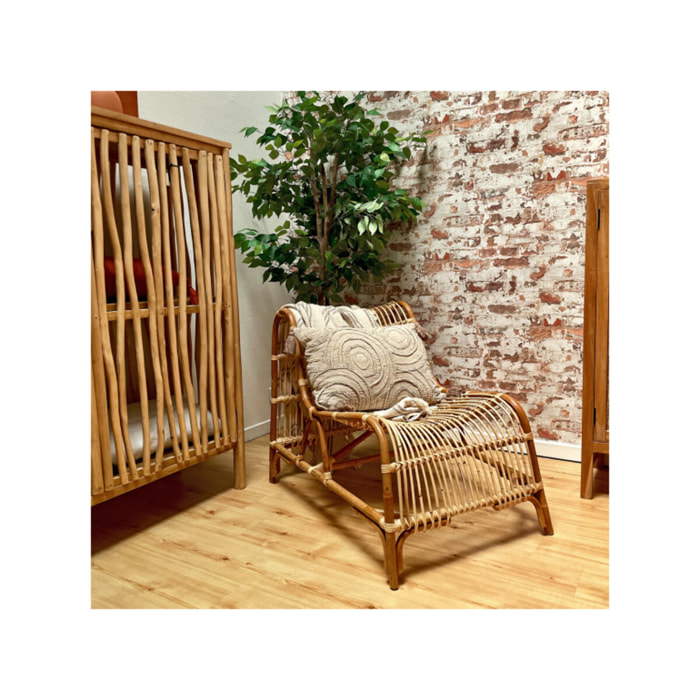 Fauteuil lounge de jardin en rotin naturel tressé - NINON