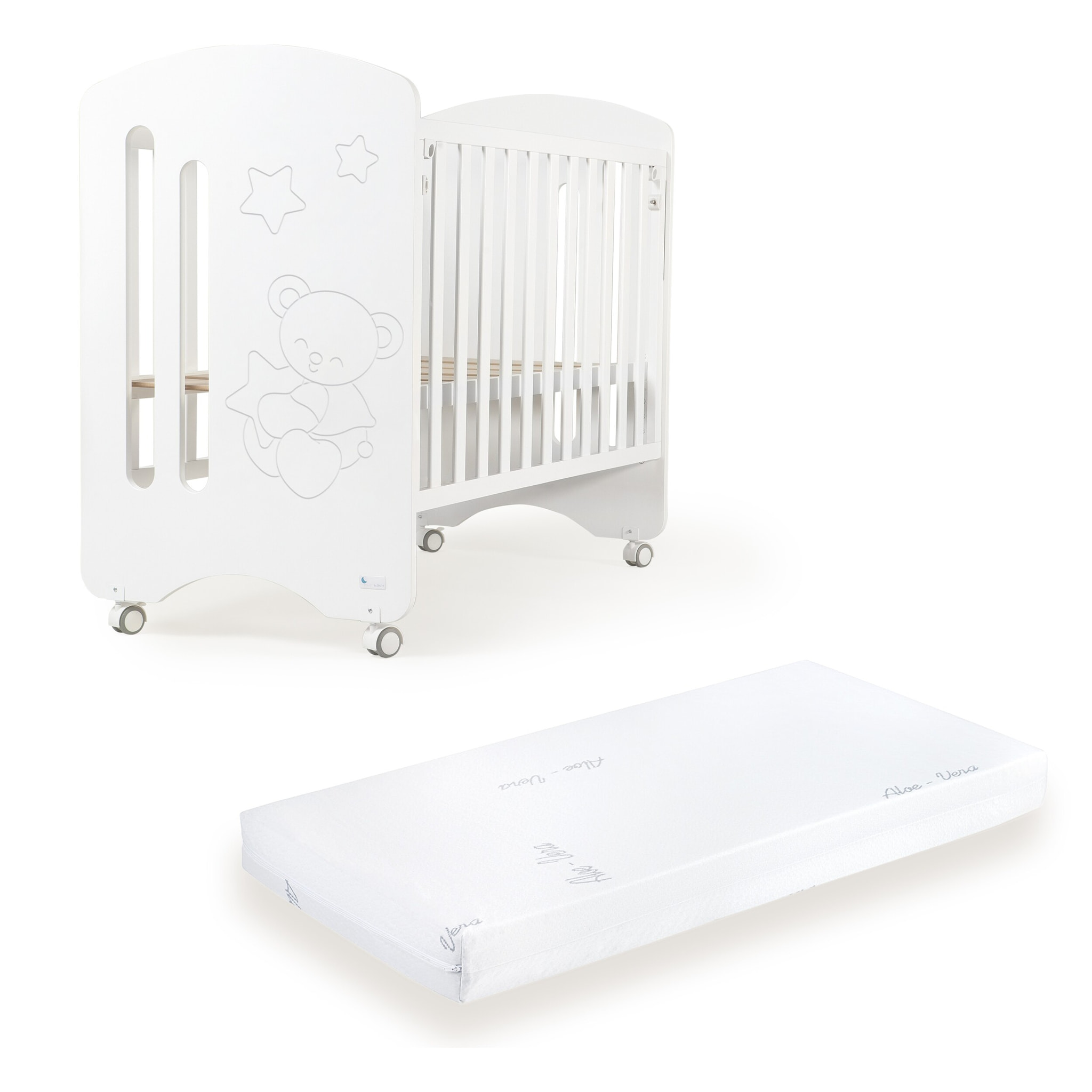Cuna Lovely Premium Blanca con Colchón y Kit Colecho