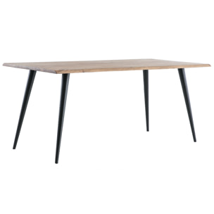 Table à manger rectangulaire industrielle en bois massif et métal noir L175 cm EDGE