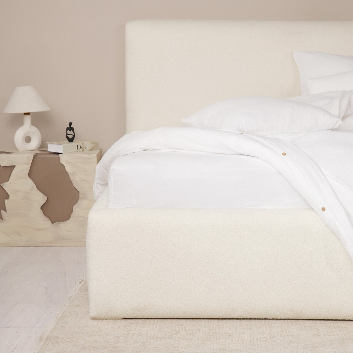 Housse de couette gaze de coton lavé blanc pur
