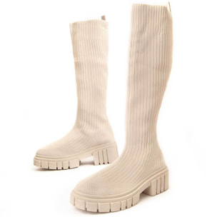 Bota De Plataforma - Beige - Altura: 5 Cm