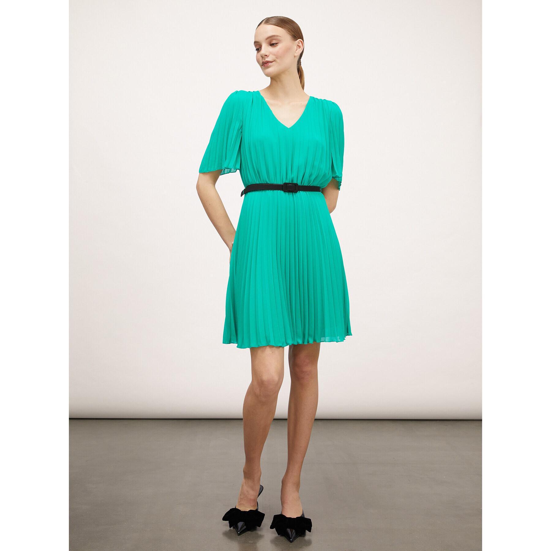 Motivi - Mini dress plissé con cintura - Verde