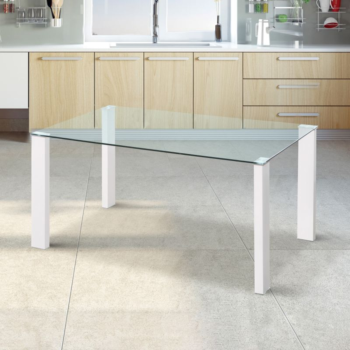 Mesa de comedor Valya Cristal - Blanco