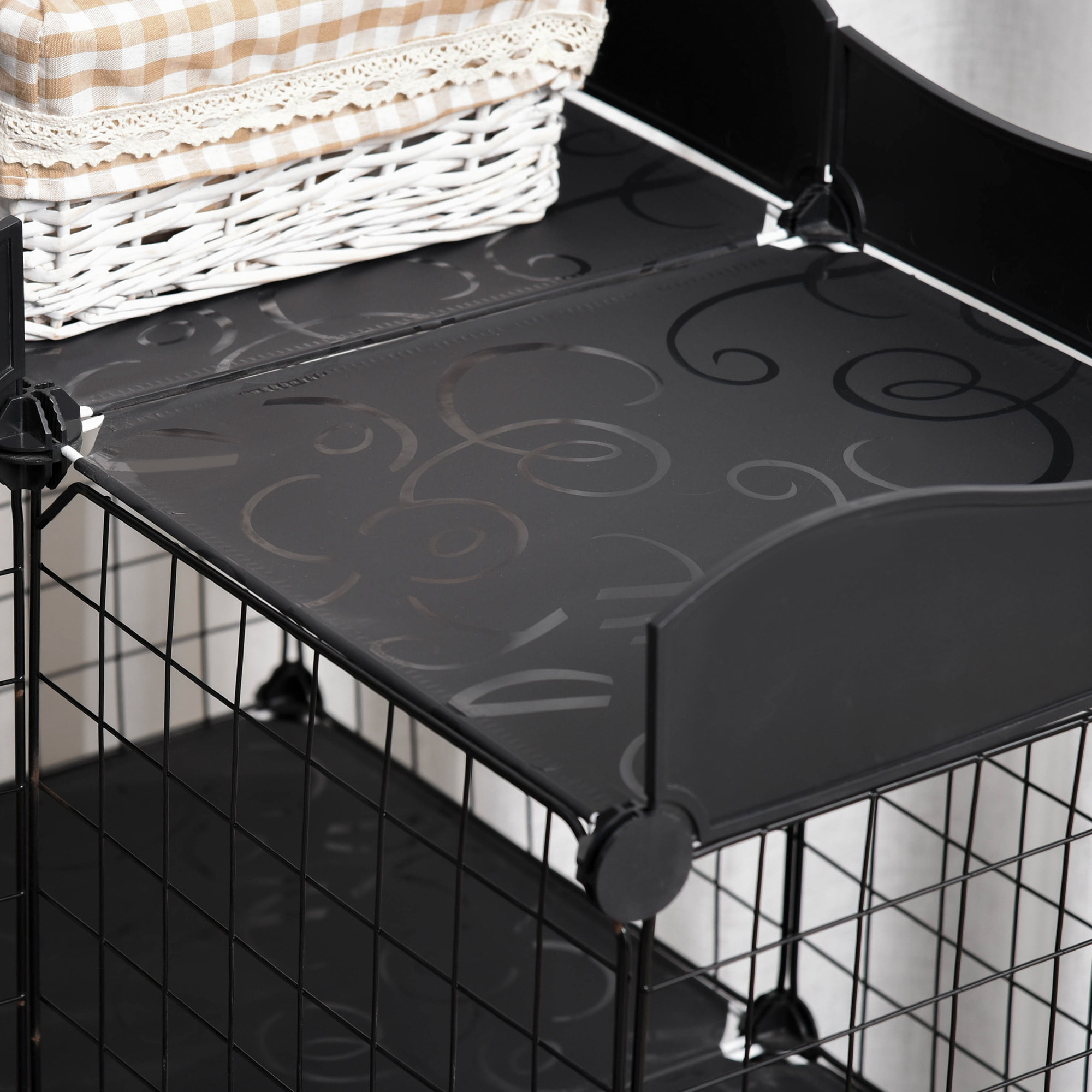 Jaula para Animales Pequeños de 40 Paneles Parque para Mascotas Forma Personalizable Valla Metálica para Cobayas Conejos Gatito 105x70x116 cm Negro