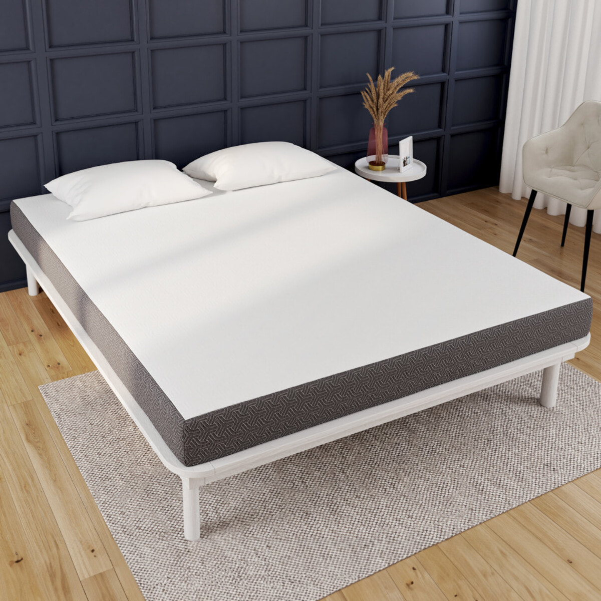 Matelas mémoire de forme épaisseur 16cm blanc et gris 160x200cm