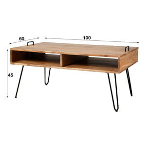 Table basse scandinave bois massif 100 cm MELBOURNE