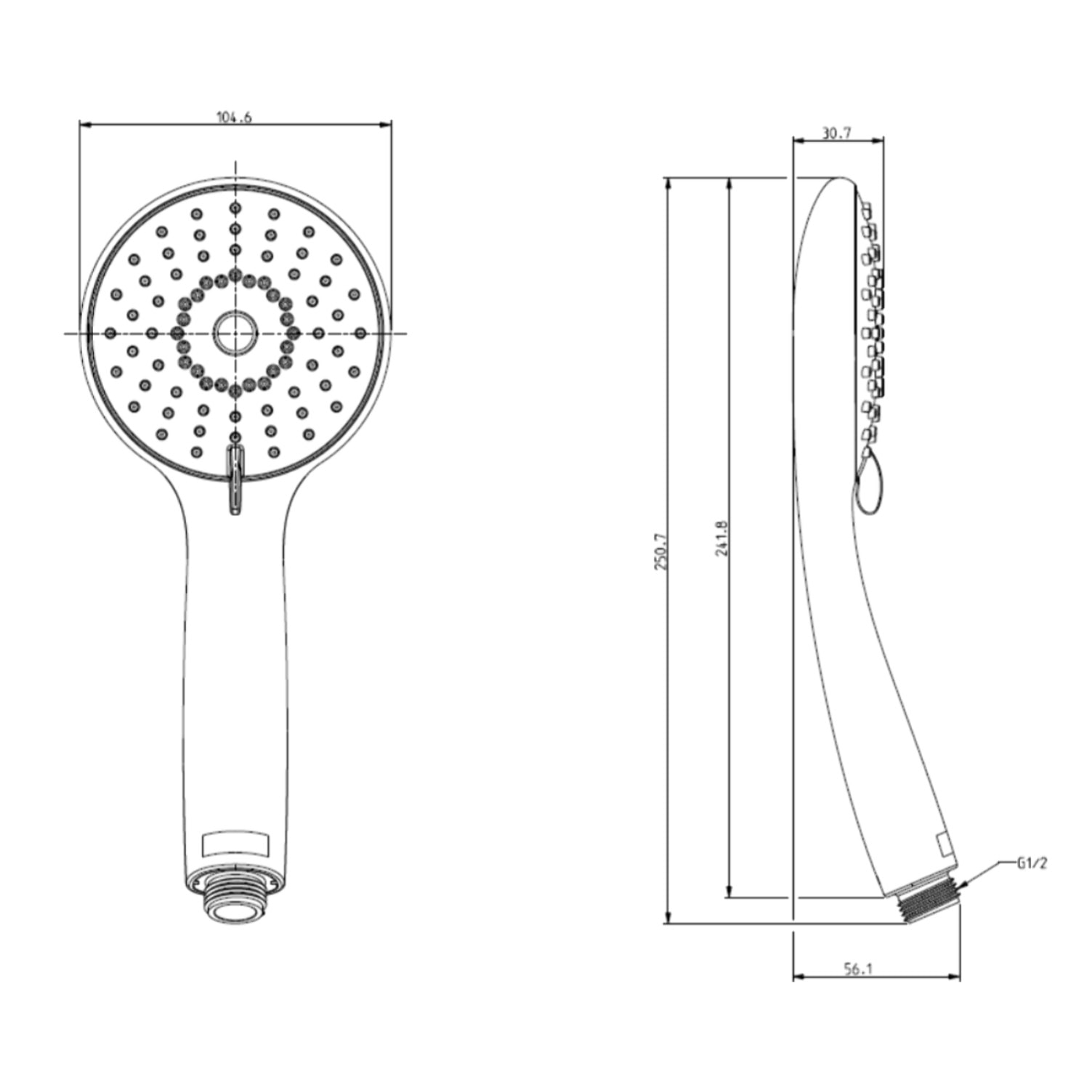 Pommeau de douche Juliette noir mat + flexible et support de douche noir mat