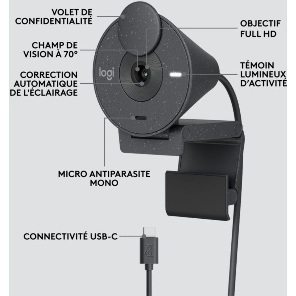 Webcam LOGITECH Brio 300 Full HD avec micro - Graphite