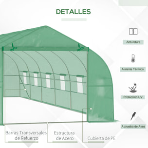 Invernadero de Jardín 800x300x200 cm Tipo Túnel para Cultivo de Plantas Acero PE