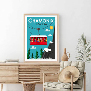 Poster de les grands montets Affiche + cadre en bois - Chêne