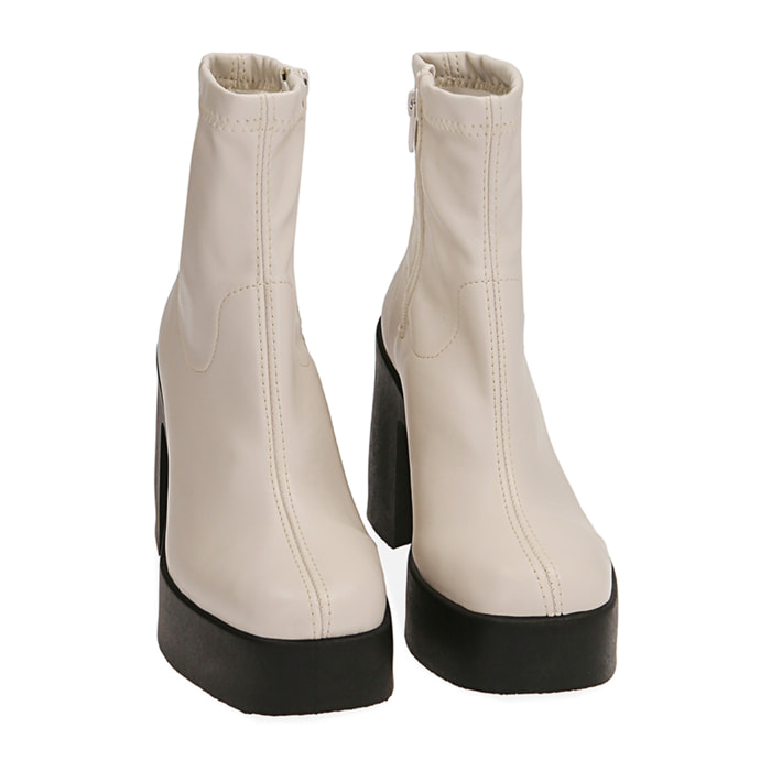 Ankle boots panna, tacco 10,5 cm