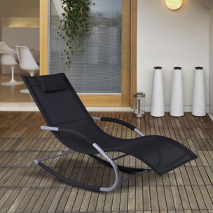 Tumbona Mecedora de Jardín con Almohada Sillón Tumbona Ergonómica de Exterior