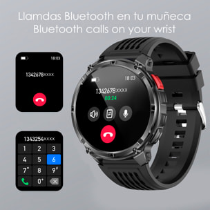 Smartwatch QS35 con IA, más de 100 modos deportivos. Batería larga duración con 1100mAh y linterna.