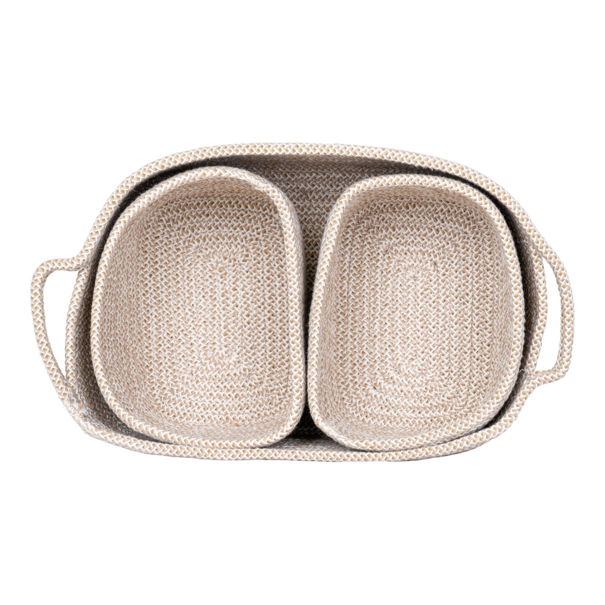 Set 3 cestini in cotone intrecciato Teixo — beige naturale