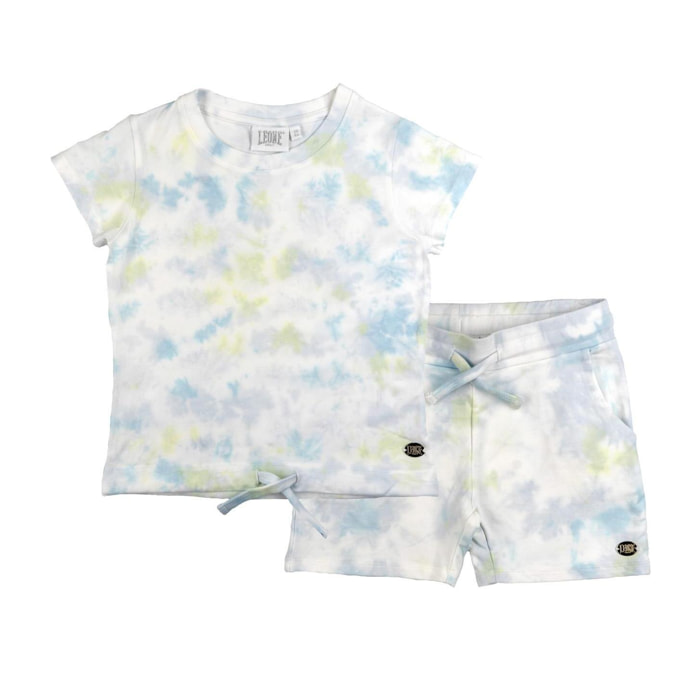 Set da bambina con t-shirt e pantaloncini in cotone Leone Rainbow