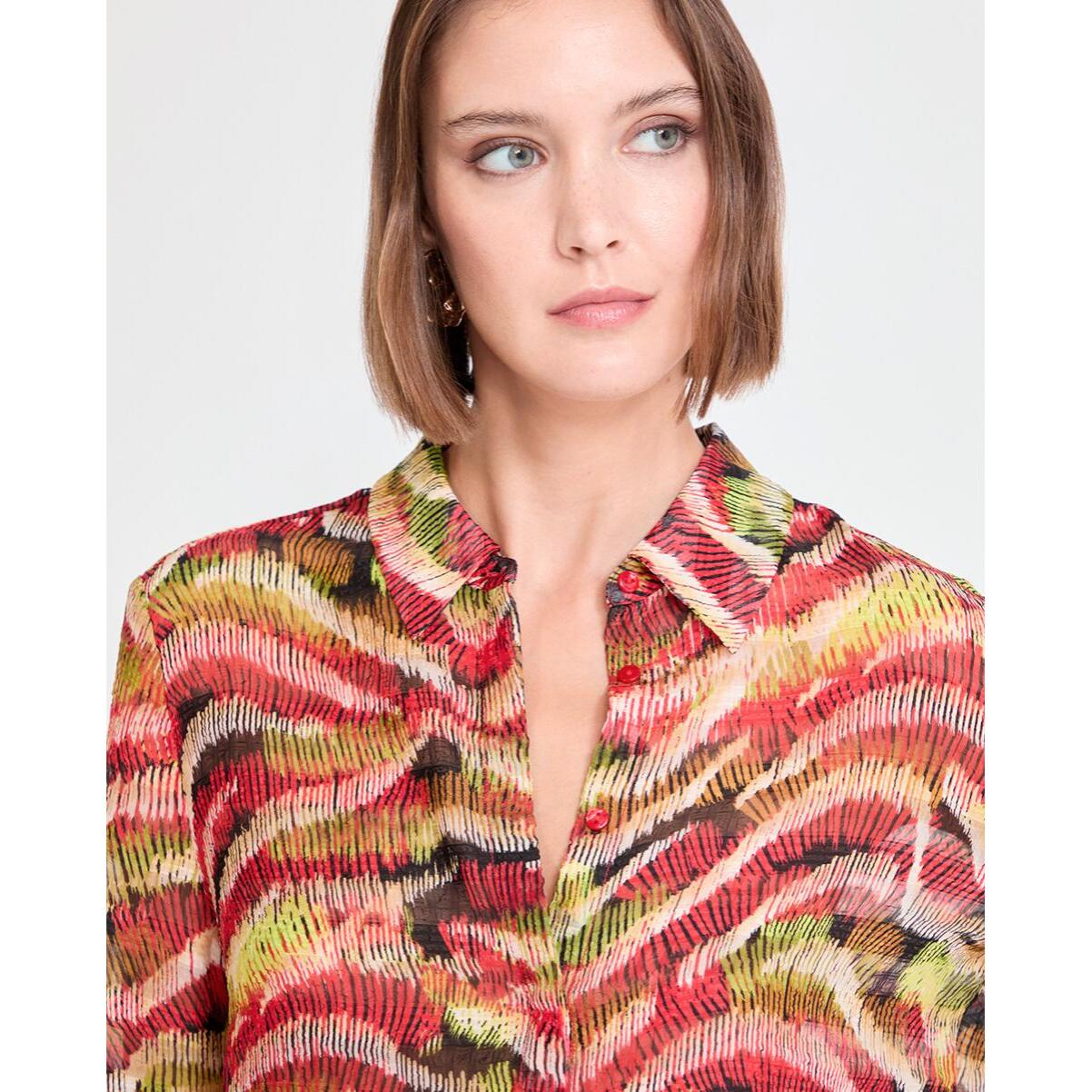 Camicia a maniche lunghe con stampa serpentina