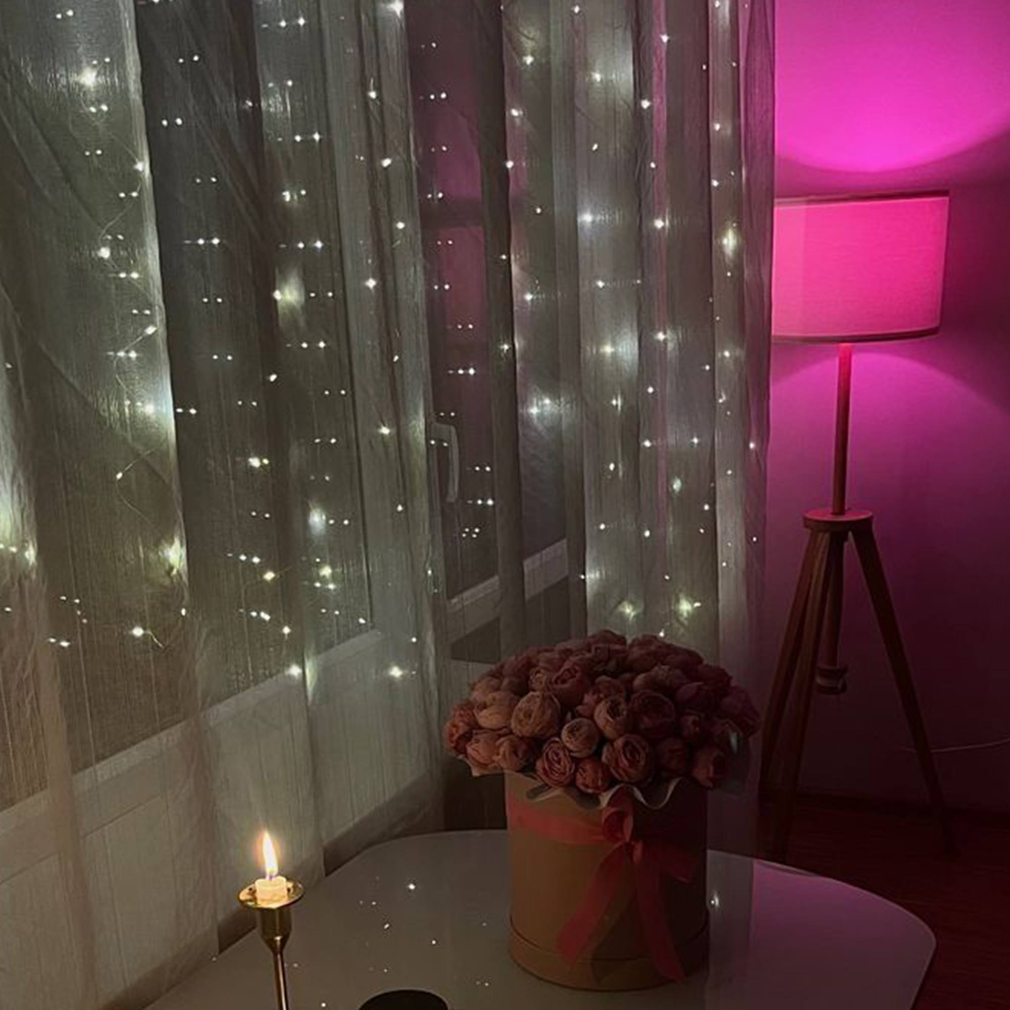 guirnalda con 80 luces led blanco con temporizador y cable transparente