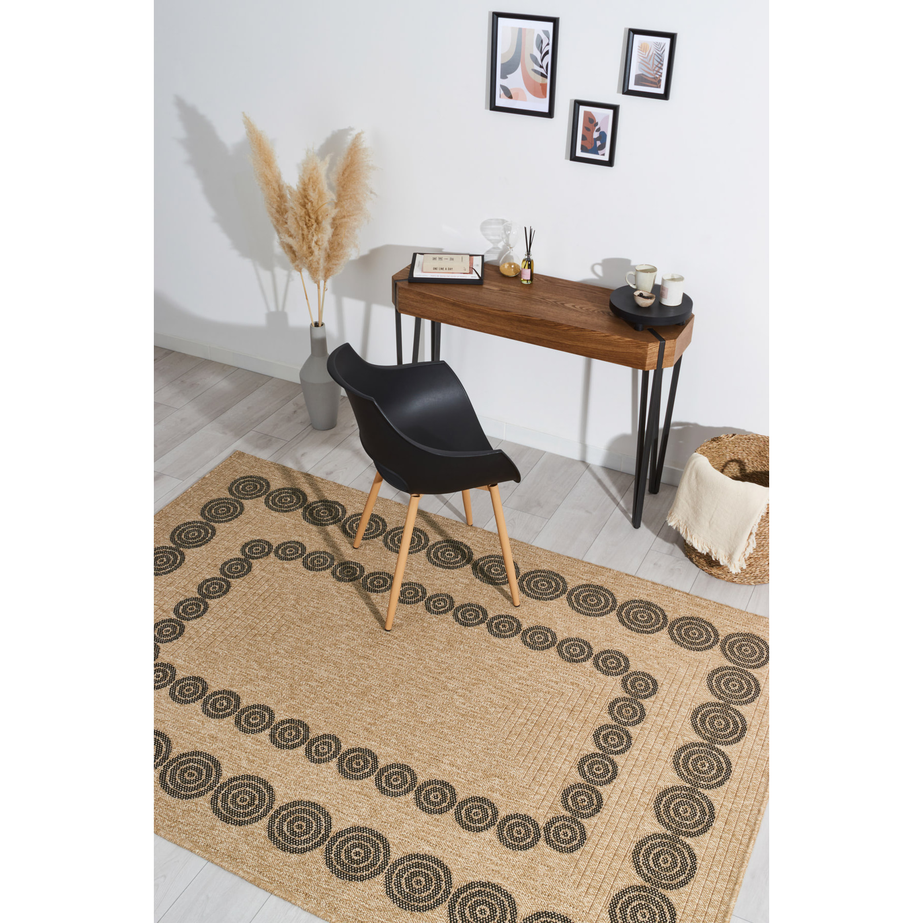 Nature - tapis effet jute noir