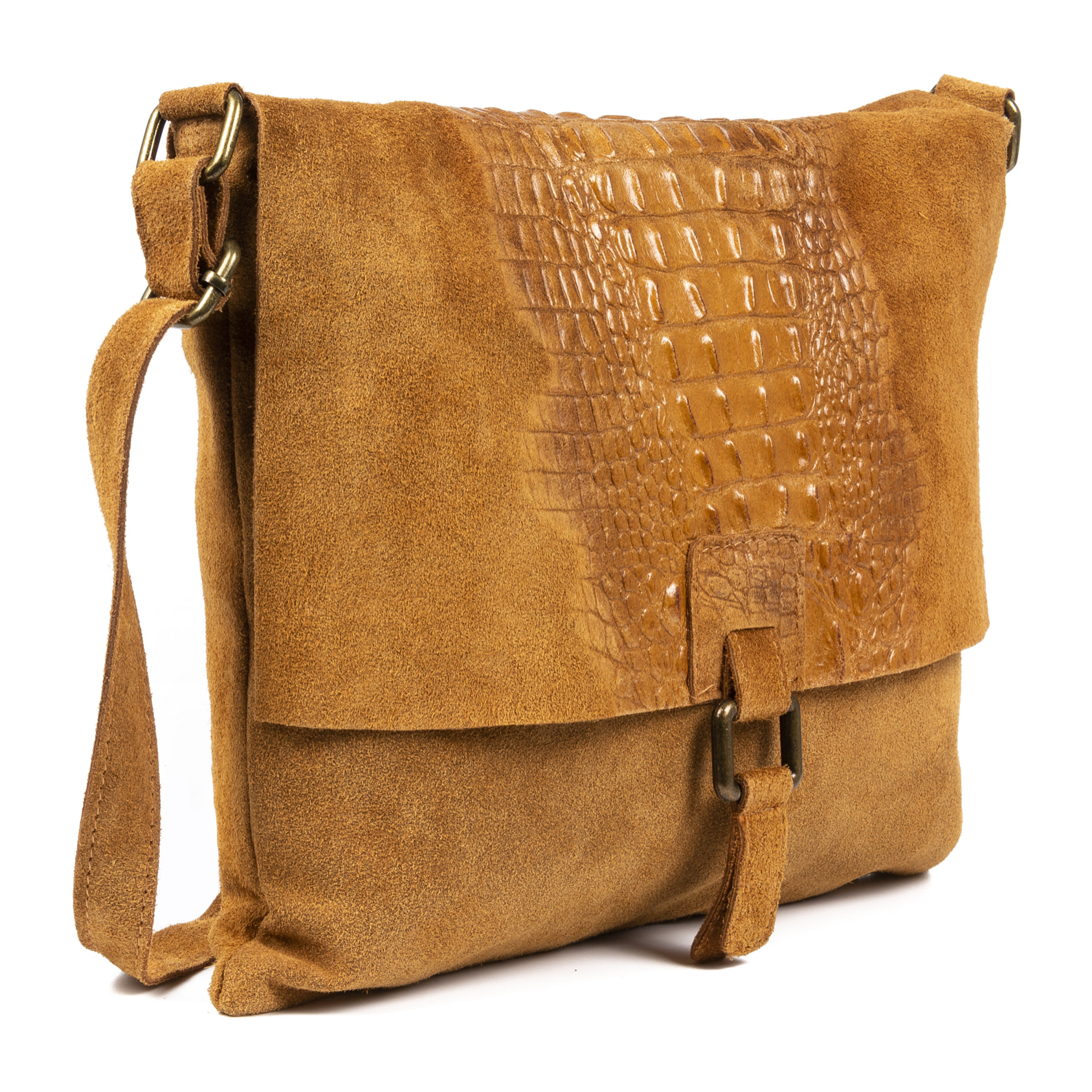 Daniela Borsa a tracolla Donna.Pelle autentica Camoscio Inciso Coccodrillo