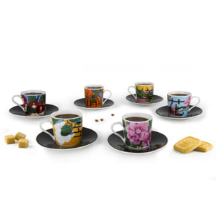 Set 6 tazze caffè Excelsa Furisode, porcellana multicolore