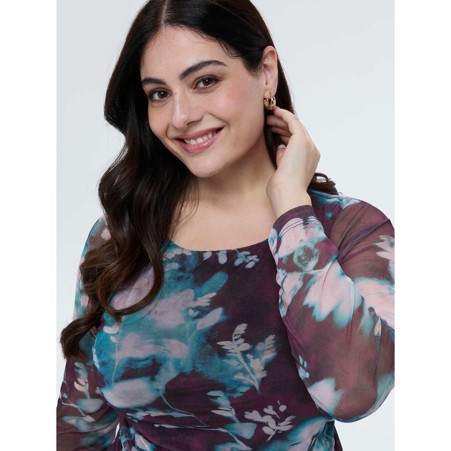Fiorella Rubino - T-shirt in tulle con stampa floreale - Bordeaux