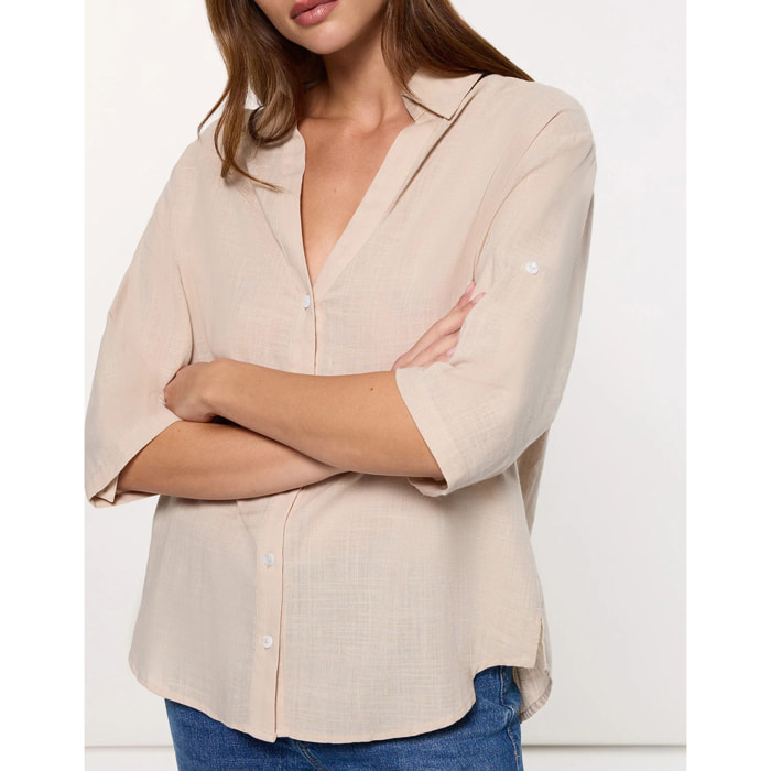 Camisa Manga Larga Beige - Astromi