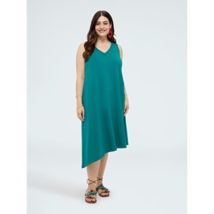Fiorella Rubino - Vestito midi con scollo a V e inserto traforato - Verde
