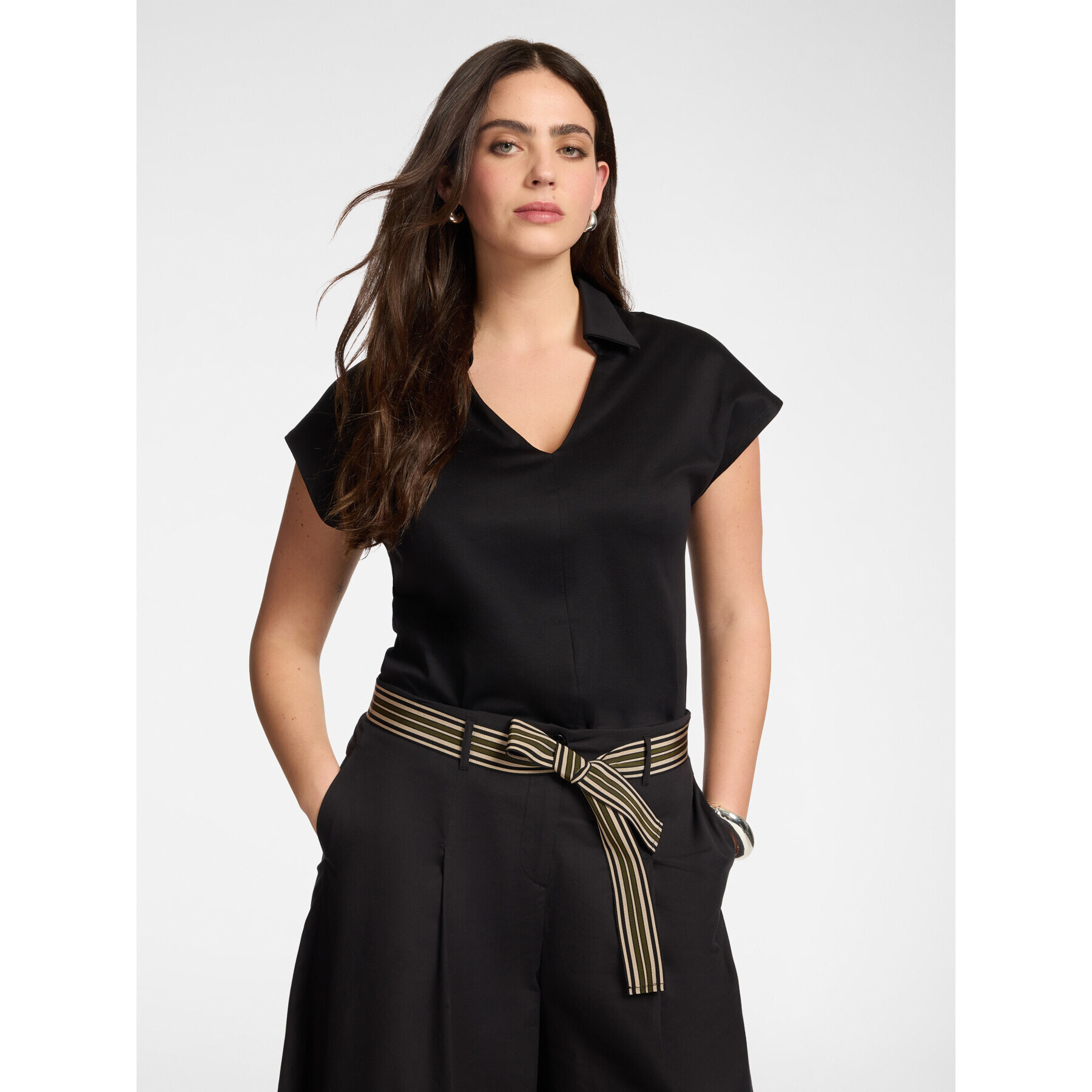 Elena Mirò - T-shirt con colletto - Nero