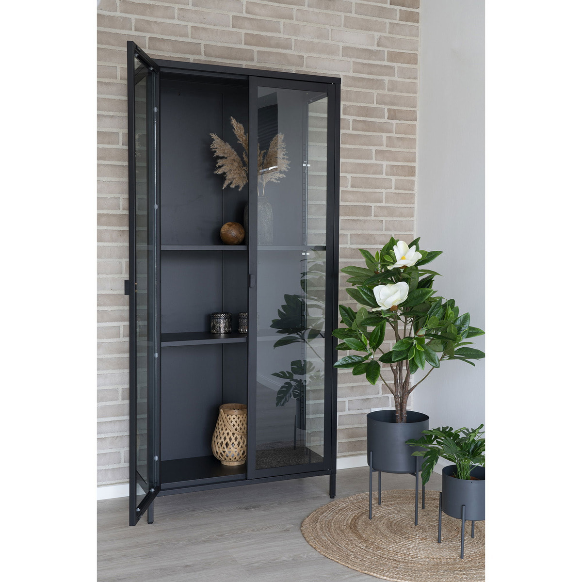 Set di 2 vasetti decorativi in vetro fumé con coperchio e motivi in rilievo ø9x8,5 cm