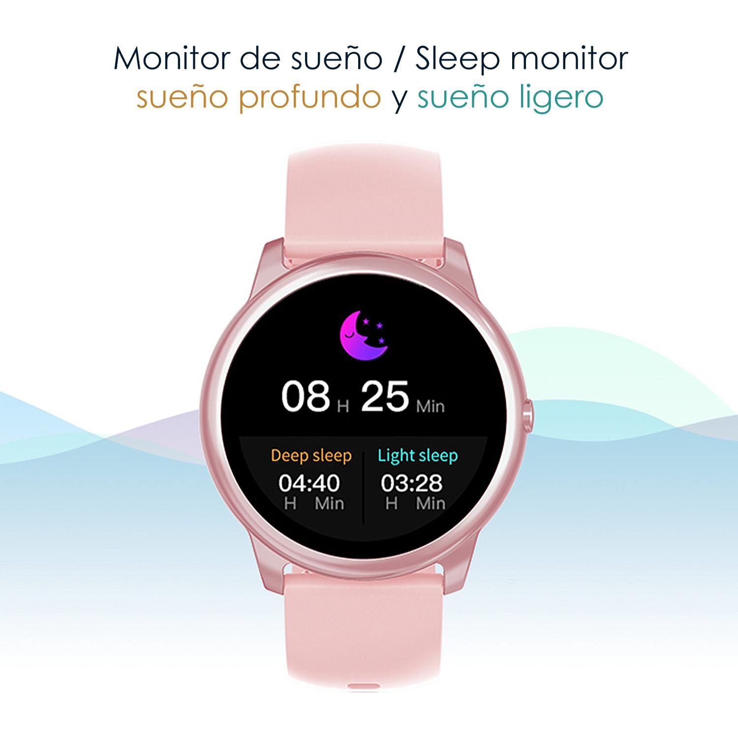 Smartwatch deportivo R7. Batería de larga duración, 10 modos deportivos, monitor cardiaco dinámico.