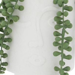 Plante artificielle en pot en ciment H25cm blanc