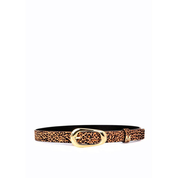 Cintura sottile in pelle con stampa animalier