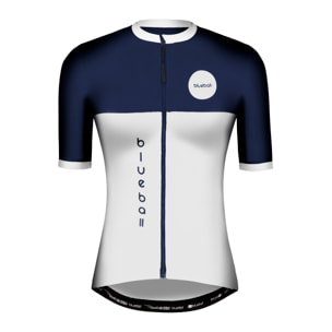 Camiseta ciclista mujer manga corta color azul y blanco